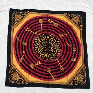 Vintage Adrianna Papell Key Design Silk Scarf